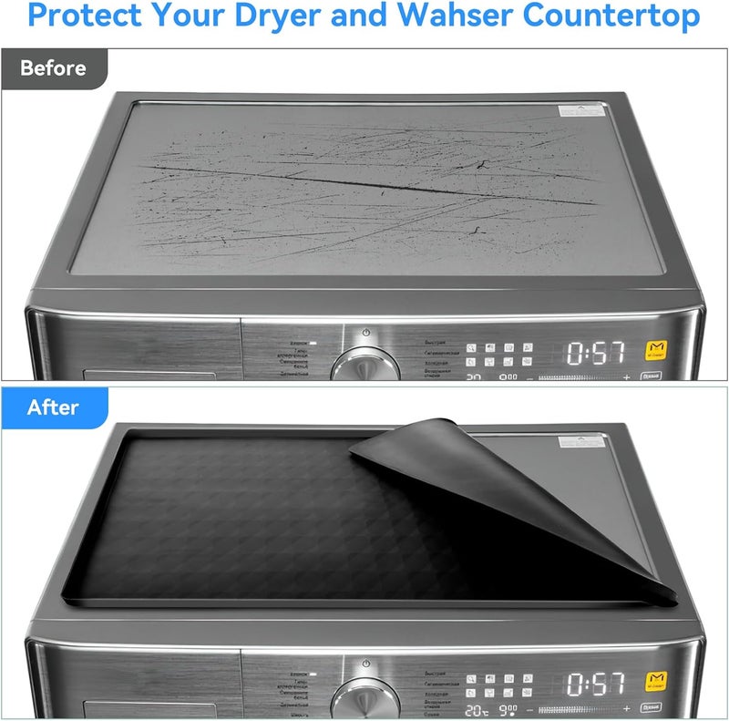Garolue Washer and Dryer Top Protector Mat,23.6“ x 19.7" Silicone Rubber Mat for Laudry Machine & Dryer,Non Slip Heavy Duty Waterproof Washable Top Cover Pad for Home Kitchen Laundry Room,Black - Image 5